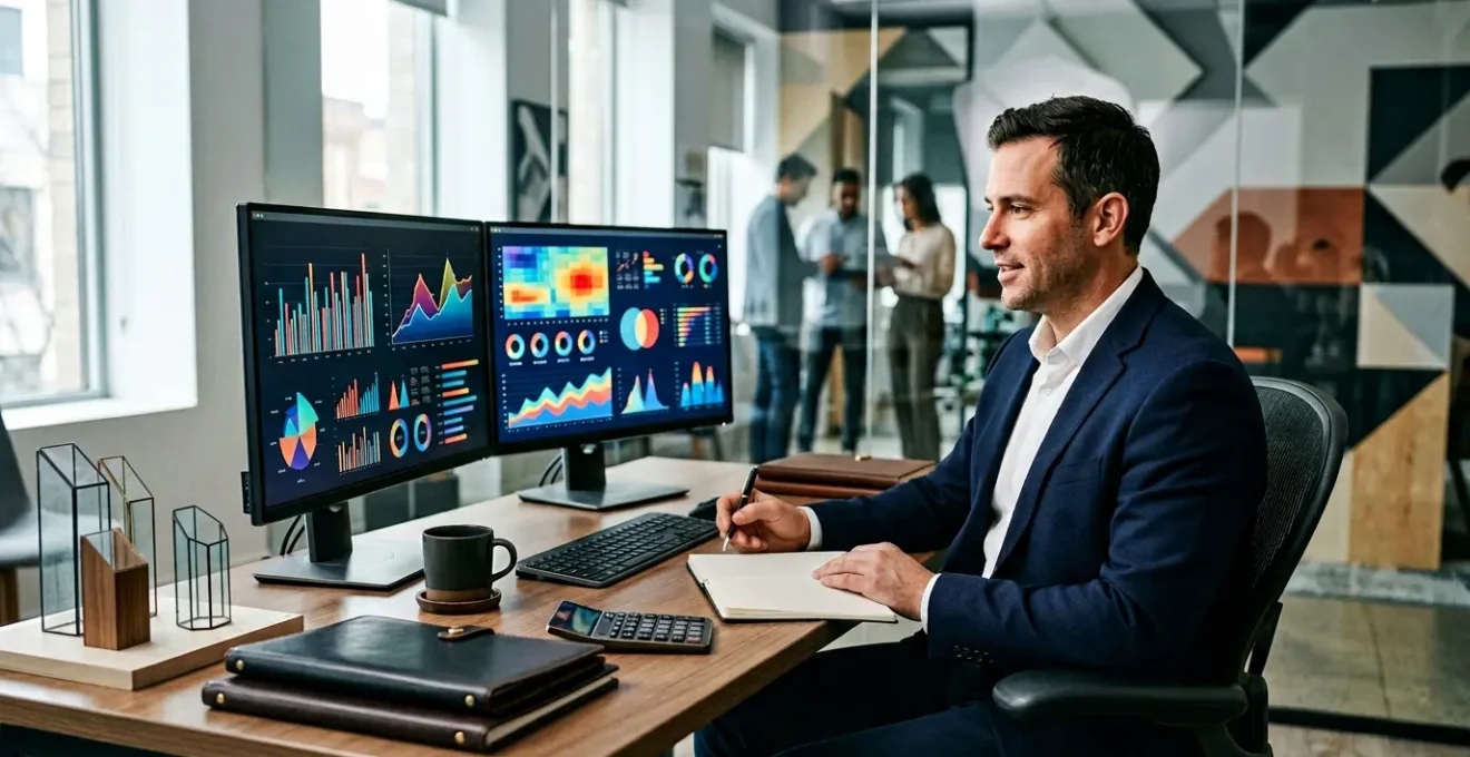 Analyse de données de rétention clients sur écran d'ordinateur avec graphiques et tableaux de bord