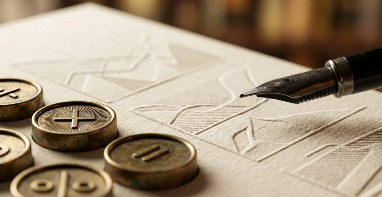 Vue macro de documents financiers avec calculatrice et graphiques abstraits