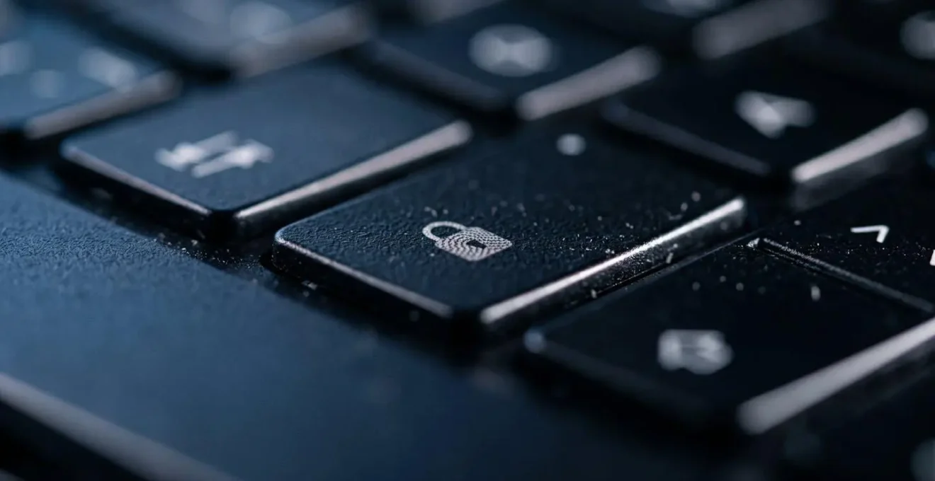 Détail macro d'un clavier d'ordinateur avec mise au point sur la touche de verrouillage